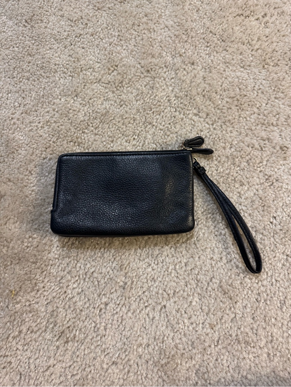 Coach Black Pebbled Leather Wristlet with Gold Accent - Picture 2 of 3